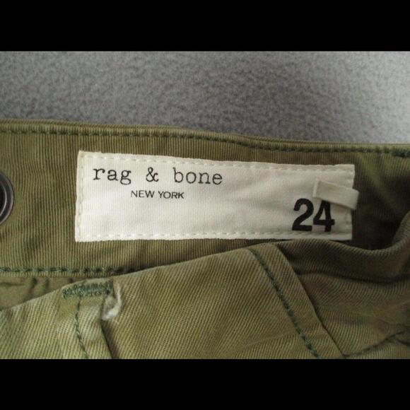 rag bone Buckley Frayed Hem Chino Pant Womens 24 Green Ankle Cropped Casual - Picture 5 of 9